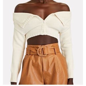 Philosophy Di Lorenzo Cropped Cream Button-Front Cardigan